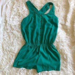 Lush Turquoise Romper with Crisscross back